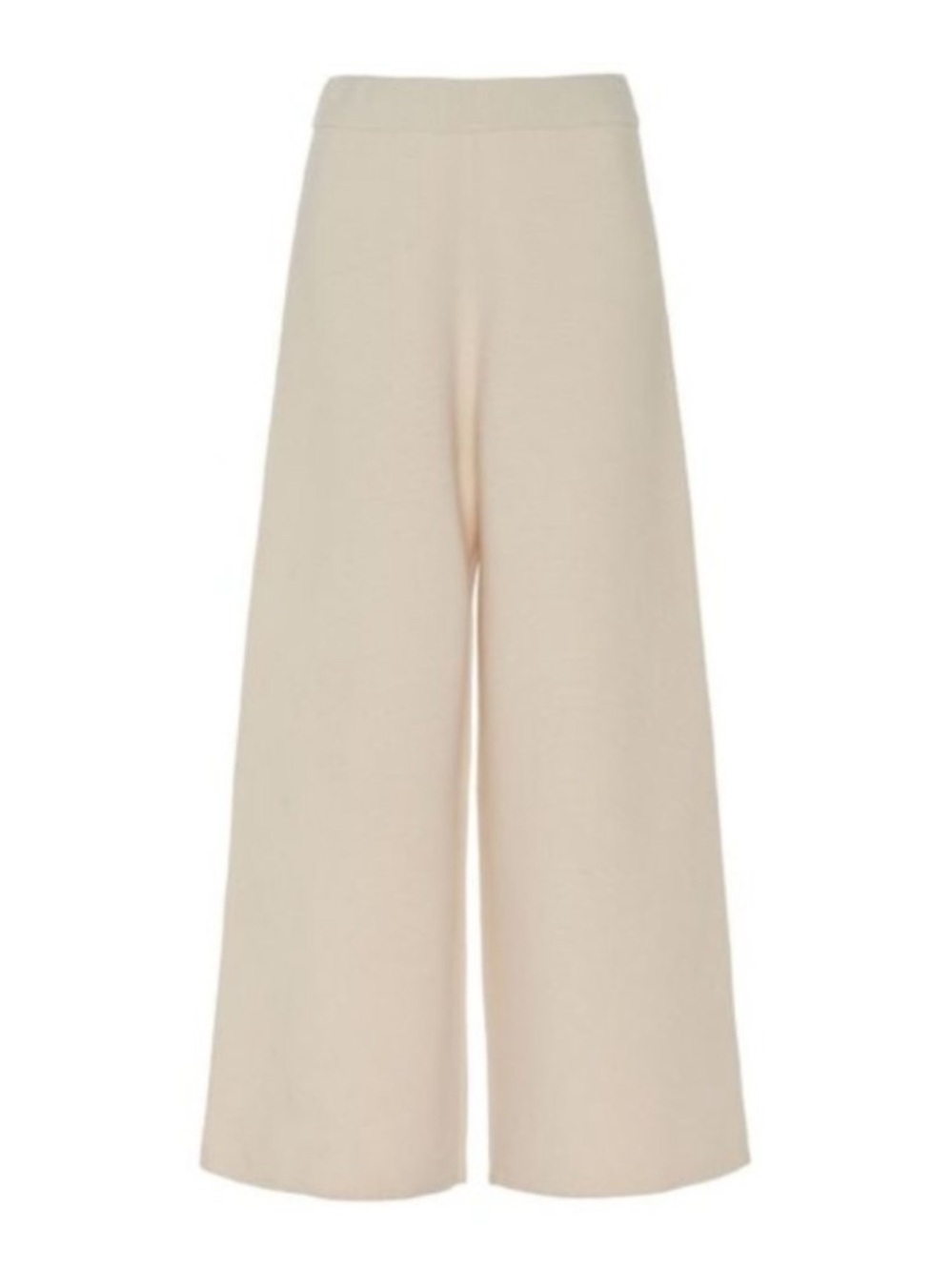 ST. JOHN Santana Knit Wide Leg Pants in Cream 8 ankle Slits High Rise Classic